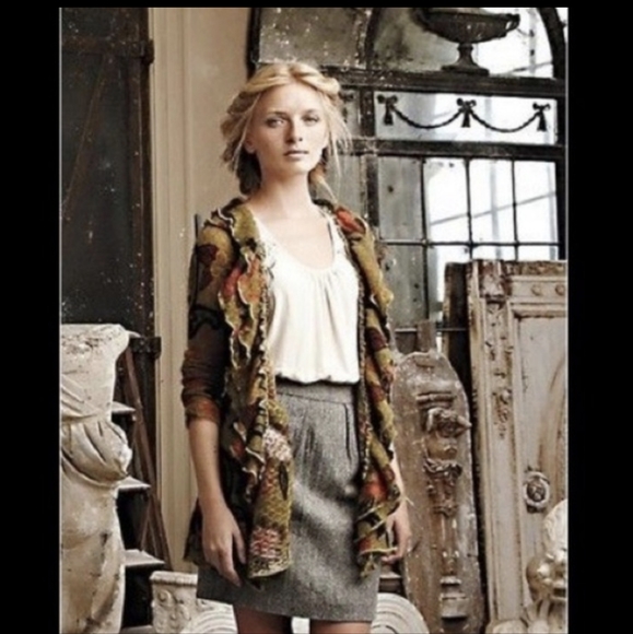 Anthropologie Tabitha Ivory Tweed Beaded HARBINGERS OF FALL Size 6 - Picture 3 of 4